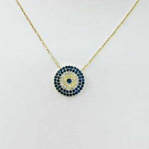 Elegant 18K Gold and Sapphire Blue Pendant Necklace
